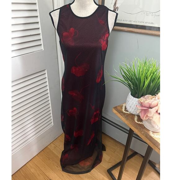 Vintage Y2K AB STUDIO Womens Dress Red Black Maxi Fairy Grunge Whimsigoth *XS - Picture 1 of 11